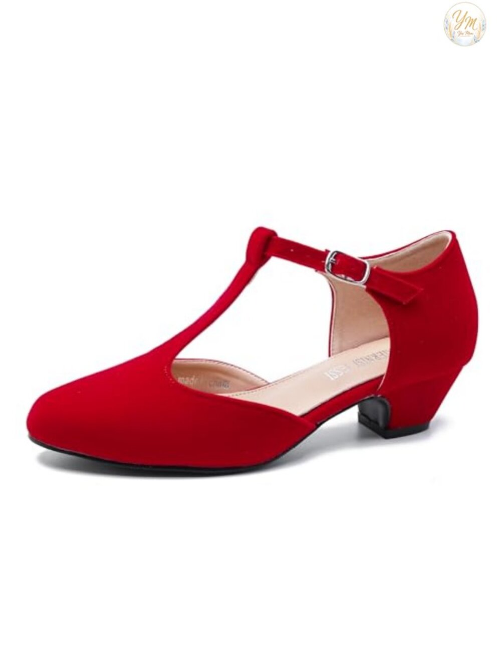 Women's T-Strap Mary Jane Pumps Low Block Heel Closed Toe Buckle Ankle Strap